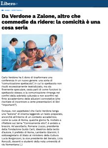Libero Quotidiano – Da Verdone a Zalone, altro che commedie da ridere: la comicità è una cosa seria
