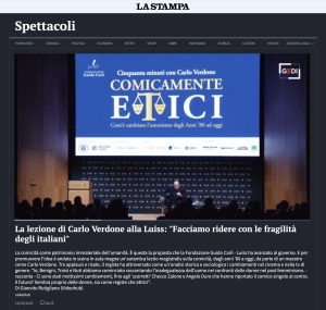 La Stampa - La lezione di Carlo Verdone alla Luiss: 