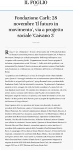 Il Foglio – Fondazione Carli: 28 novembre 'Il futuro in movimento', via a progetto sociale 'Caivano 3'