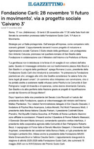 Il Gazzettino – Fondazione Carli: 28 novembre 'Il futuro in movimento', via a progetto sociale 'Caivano 3'
