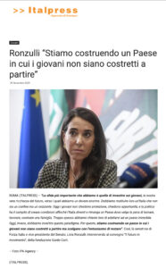 Italpress – Ronzulli “Stiamo costruendo un Paese in cui i giovani non siano costretti a partire”