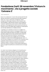 Il Messaggero – Fondazione Carli: 28 novembre 'Il futuro in movimento', via a progetto sociale 'Caivano 3'