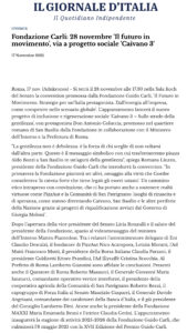 Il Giornale d'Italia – Fondazione Carli: 28 novembre 'Il futuro in movimento', via a progetto sociale 'Caivano 3'