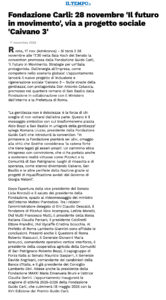 Il Tempo – Fondazione Carli: 28 novembre 'Il futuro in movimento', via a progetto sociale 'Caivano 3'