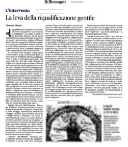 Il Messaggero - La leva della riqualificazione gentile - Intervento di Romana Liuzzo