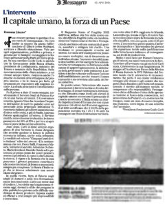 Il Messaggero - Il capitale umano, la forza di un Paese - Intervento di Romana Liuzzo